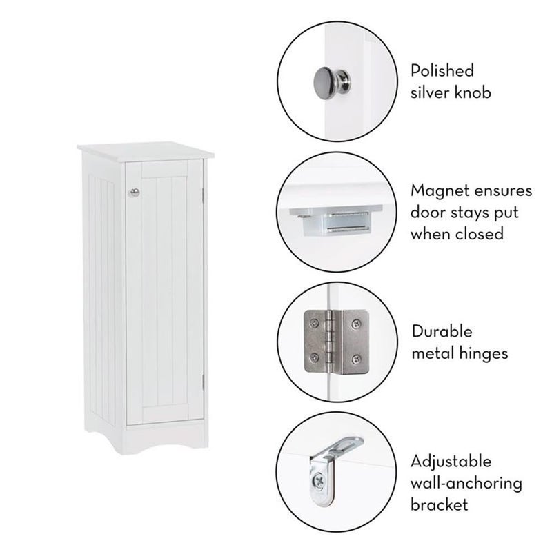 RiverRidge Ashland Slim Linen Cabinet - White - Narrow Cabinet for Bathroom Slim Storage with 2 Adjustable Shelves for Small Spaces - Image 4